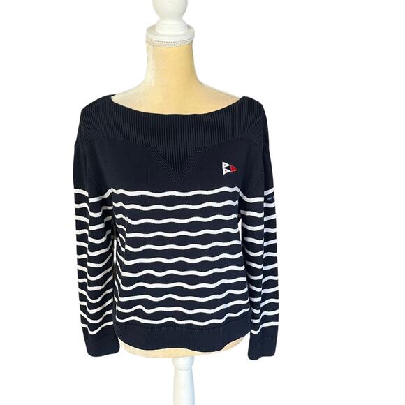 Saint James L'atelier Les Mathes Navy Striped Sweater Nautical Size Small 34 - Picture 7 of 16